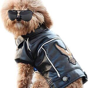 Dog Winter Coat Pu Leather Motorcycle Jacket